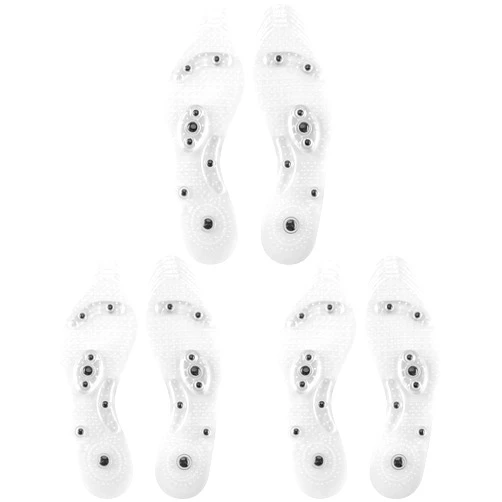 Oumers 3 Pairs Acupressure Magnetic Massage Insoles, Oumers Foot Massage Shoe-pad Foot Therapy Reflexology Pain Relief Shoe Insoles,Transparent (US M:8-11 W:9-12)