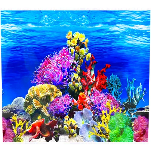 XCNO Fish Backgrounds Paper Double Sides Undersea Aquarium Background Poster Colorful Sea Anemone Fish Tank Background Sticker Decorations 12