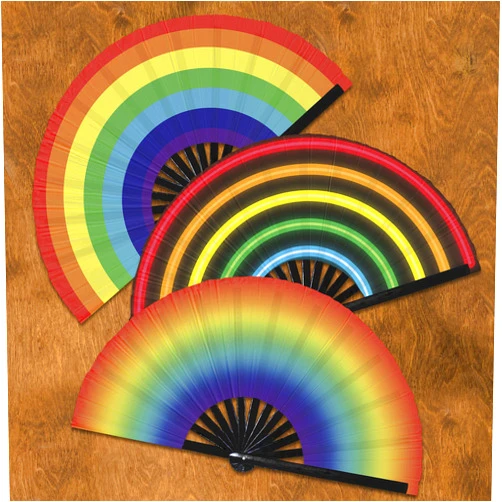 Handmade Pride Flag LGBT UV Glow Foldable Hand Fan Gay Pride Rainbow Pattern Handheld Fan bi LGBTQ Rainbow Print Fan Colorful Pride Stuff Print Fan