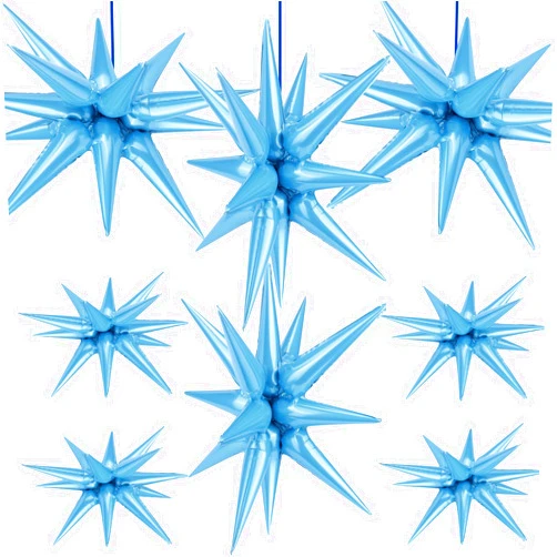 Cadeya 8 Pcs Star Balloons, Huge Light Blue Explosion Star Aluminum Foil Balloons for Birthday, Baby Shower, Wedding, Snow Princess Froozen Party, Blue Party Decorations Supplies