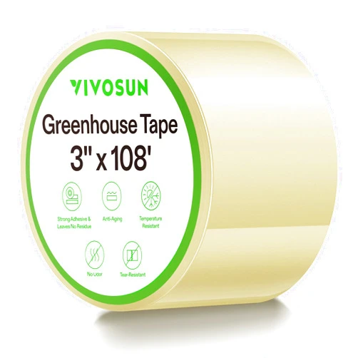 VIVOSUN 3” x 108’ Greenhouse Repair Tape, 6.3 mil Clear Poly Patch Tape, Heavy Duty and Weatherproof, for Greenhouses, Plastic Sheeting, and Tents