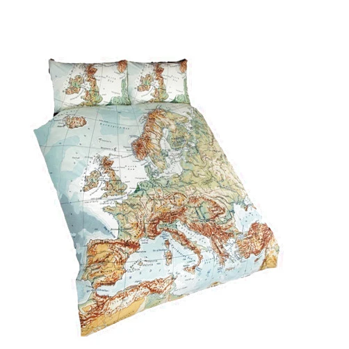Rapport Homespace Direct Single Bed European Map Photographic Print Duvet Cover Bed & Pillowcase Set