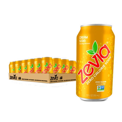 Zevia Zero Calorie Soda, Cream Soda, 12 Fl Oz Cans (Pack of 24)