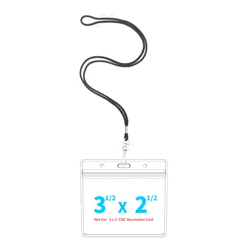 Leader Jin Extra Thick Horizontal ID Card Name Tag Badge Holder with Waterproof Type Resealable Zip (Holders with lanyards, 6Packs)