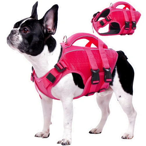 Kuoser Dog Life Jacket High Flotation, Reflective Dog Life Vest for Swimming Boating, Adjustable Small Medium Large Dog lifejacket, Lightweight Dog life Preserver Rescue Handle Spring Summer Pool
