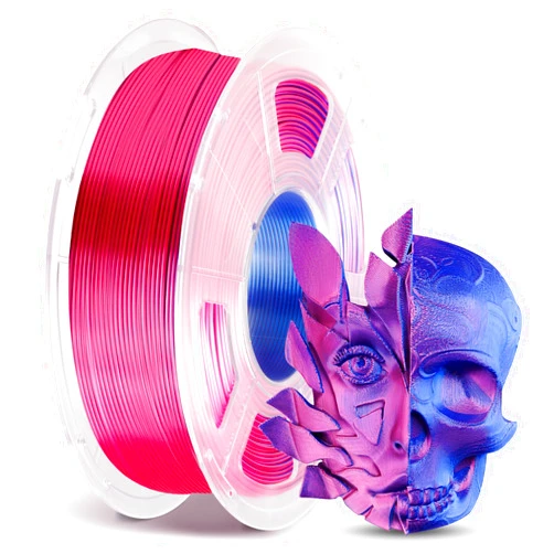 ANYCUBIC Silk Dual Color Pla Filament, 2-in-1 Chrome Coextrusion Color Change 3D Printer Filament 1.75mm Dimensional Accuracy +/- 0.02mm, Silk Texture, 1KG Spool (2.2 lbs), Red Blue