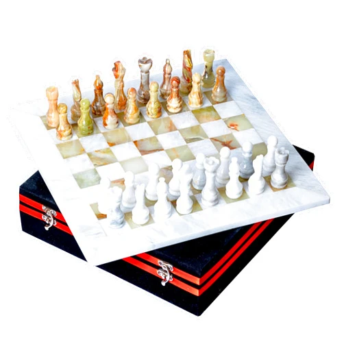 UMAID Handmade Green Onyx Marble Chess Set, 12 in. Premium Board Game with Luxury Velvet Gift Box, Elegant Stone Chess Pieces - Ideal for Collectors, Gifts, and Home Decor Craftsmanship