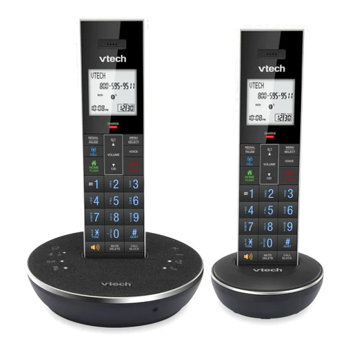 VTech LS6381-2 Bluetooth Speaker with Echo Cancellation, Noise Reduction, Music Streaming, PC/Landline/Cellular Calls, Paired with DECT6.0 Cordless Handset, Answering System, Smart Call Blocker,Black