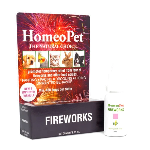 HomeoPet Fireworks, Loud-Noise Anxiety Relief for Dogs, Cats, and Other Small Animals, 15 Milliliters