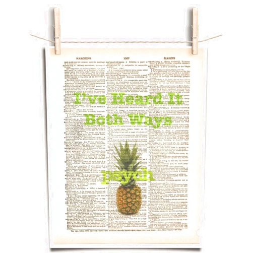 The Spider's Parlor Psych Pineapple I've Heard It Both Ways 8.5 x 11 Vintage Dictionary Page Unframed Art Print