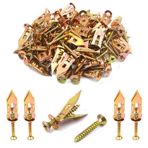 ISPINNER 140pcs 12x30mm Self Drilling Drywall Anchors with Screws Kit, No Drill or Holes in Wall, Hangs up to 66 lbs
