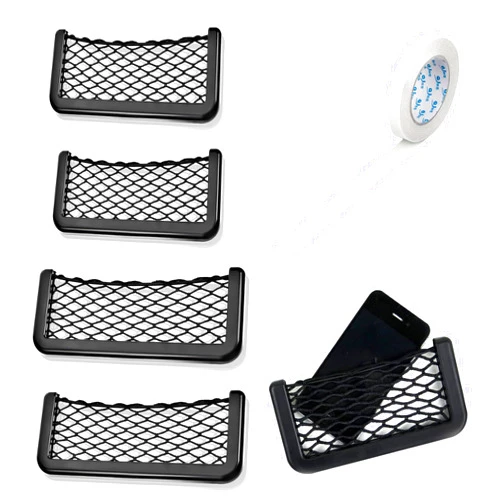 Snmzlc 4 Pcs car net Pocket ABS Plastic Frame car Storage net Bag Phone car mesh net Holder RV Storage Boat Cargo Pocket Organizer Framed mesh net Pocket US244