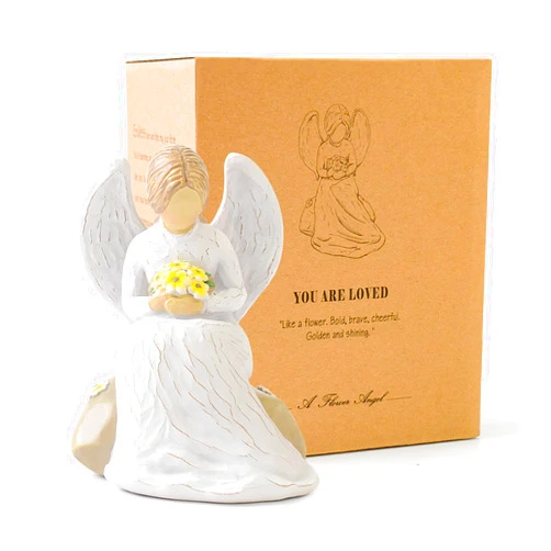 NANAOUS Guardian Angel Statues and Figurines, Praying Angel Figurines for Women, Resin Angeles Decorativos Hand-Painted Collectible Sculpture, Ornaments Mom Birthday Gifts