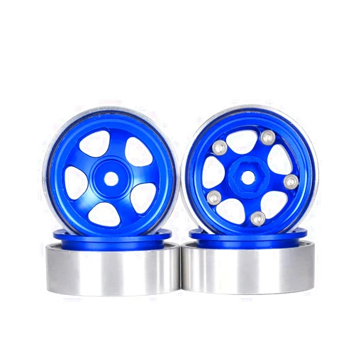 PYFORE 1/18 Metal Wheels for FMS Snow Mountain Storm Desert Storm Gladiator Bullfighter Universal Modified Wheel Accessories (Blue)