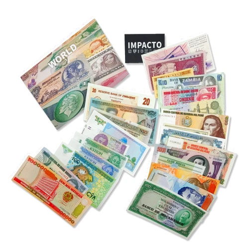 IMPACTO COLECCIONABLES Foreign Currency Collection - 25 Different World Currency Banknotes - Collectible Currency Foreign - Old World Currency Collection - Banknotes Collection (COA Included)