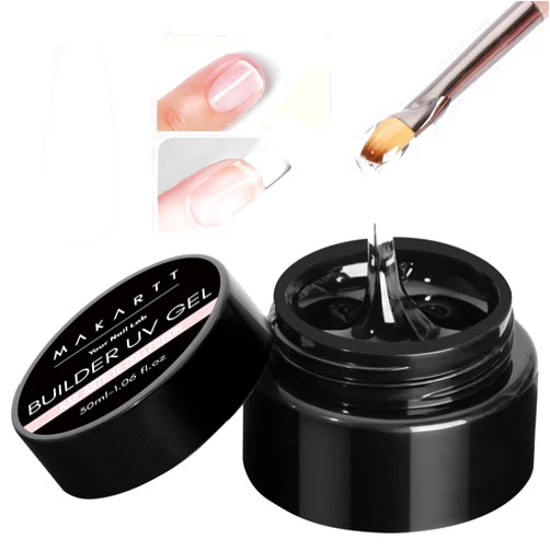 Makartt Clear Builder Nail Gel: Nail Extension Hard Gel, Long Lasting UV Gel for Nail Strengthener Nail Sculpture Broken Nail Repair Protection Gel for Home Salon Nail DIY Art Manicure 1.06 oz