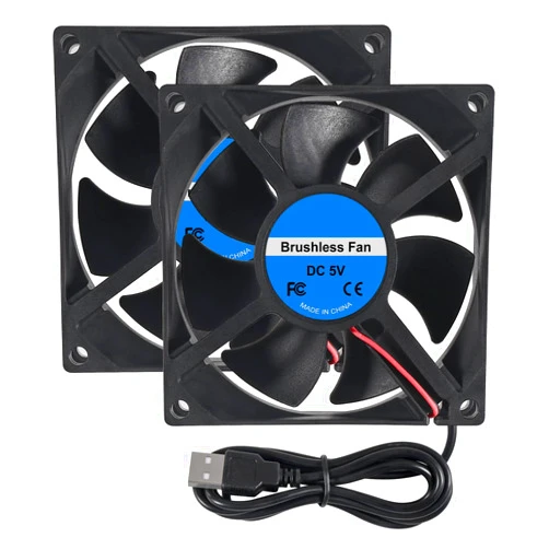 DORHEA 2PCS 8025 Fan 80x80x25mm DC 5V 80mm x 25mm Brushless Cooling Fan, Replacement Ball Bearing 80mm Fan for Cooling DIY PC Computer Case Fan - USB