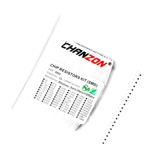 Chanzon 1200pcs 0805 SMD Resistor Kit 0-10M Ω ohm 60 Values (Each Value 20pcs) 1/8W 0.125W ±1% Tolerance Thick Film 0-10MR SMT Chip Resistors Rohs Certificated