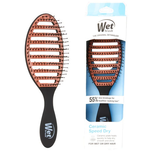 Wet Brush Ceramic Speed Dry Hair Brush, Black - Vented Design & Soft HeatFlex Bristles for Blow-Dry Safe Styling - Ergonomic Handle for Pain-Free Detangling - Hair Accessories for All Hair Types