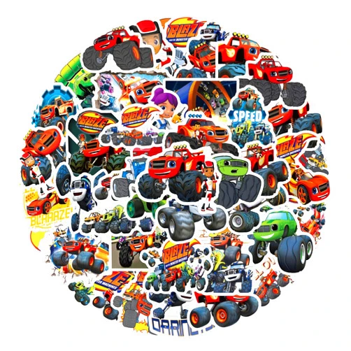 ANGUJC 55pcs Blaze Monster Truck Stickers Stickers for Kids,Car Stickers Cool Trendy Waterproof Vinyl Decals for Teens Water Bottle Journal Travel Case Phone Skateboard Gifts for Girls Boys Birthday