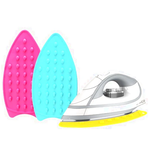 JCSMARTEC 2Pack Silicone Iron Rest Pad, Thicker Series Hot Resistant Mat for Ironing Board, Easy to Use with Wall Hole and Multicolor for Home (Pink+Mint Green)