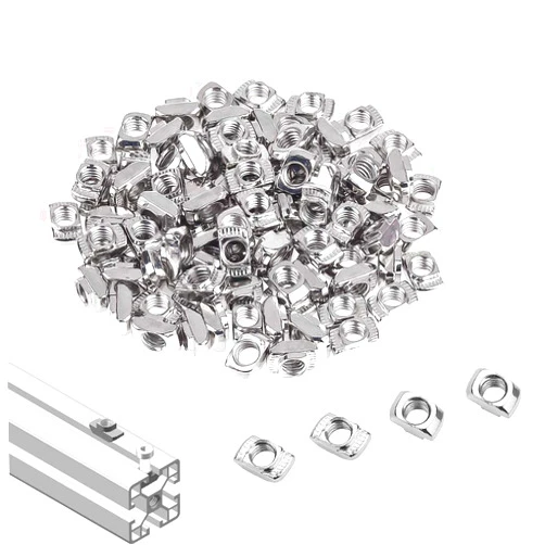 SpzcdZa 2020 Series T Nuts,105pcs M5 Sliding T Slot Nut Hammer Head Fastener Nut Nickel Plated Carbon Steel, M5 Half Round Roll in T-Nut for 2020 Series Aluminum Extrusion Profile