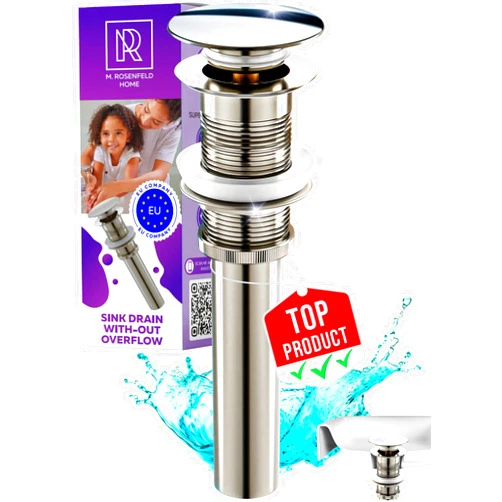 M. ROSENFELD HOME Brushed Nickel Pop Up Drain Without Overflow - 1.6
