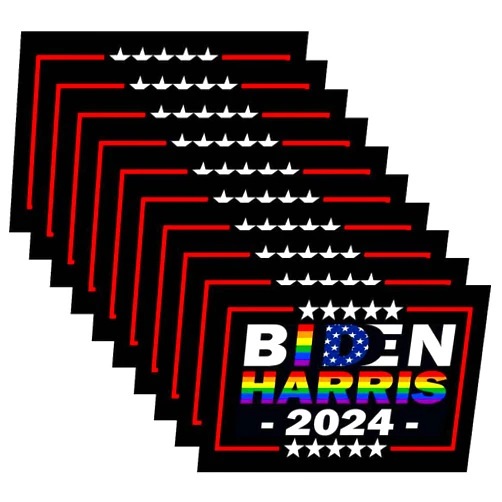 Dengbb 10 Pack Biden Harris 2024 Rainbow Flag Gay Pride LGBT Democrat Stickers Laptop Bumper Decal Window Waterproof Car Stickers