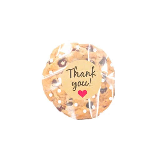 SUREHOME Cookie Bags with Seal 4x4 In 200 Small Clear Self Sealing Cellophane Treat Bags for Cookie Packaging Thank You Polka Dot Individual Resealable Cellophane Bag for Candy Gift Giving Wrappers