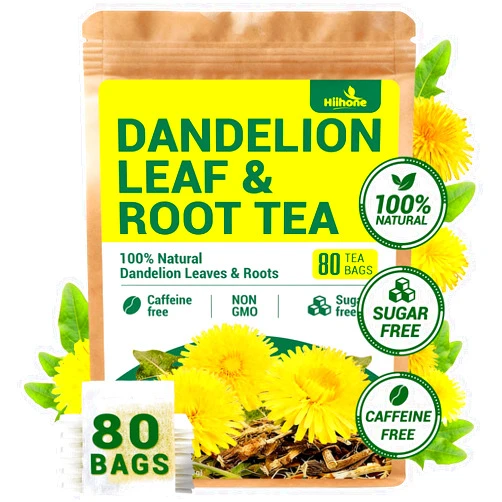 HIIHONE Dandelion Leaf & Root Herbal Tea-Caffeine-free herbal tea，No Sugar，80 Teabags