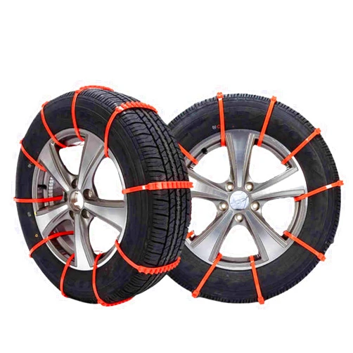 Jeremywell 10 PCS Emergency Anti-Skid Mud Snow Survival Traction Multi-Function Car Tire Chains, Orange, Security Chains for Car Truck SUV Emergency Winter Driving Universal Tire Cable Belts