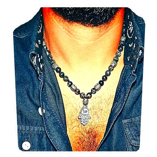 Liliya Jewelry Hamsa necklace - Mens necklace - Surfer necklace - Labradorite gems - Men Neckless - Gifts for men - Unisex necklace - Men jewelry