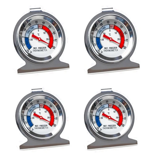 Lqwidyf 4 Pack Refrigerator Freezer Thermometer, Classic Series Large Dial Analog Thermometer for Fridge Freezer Cooler, 2024.6.25-01
