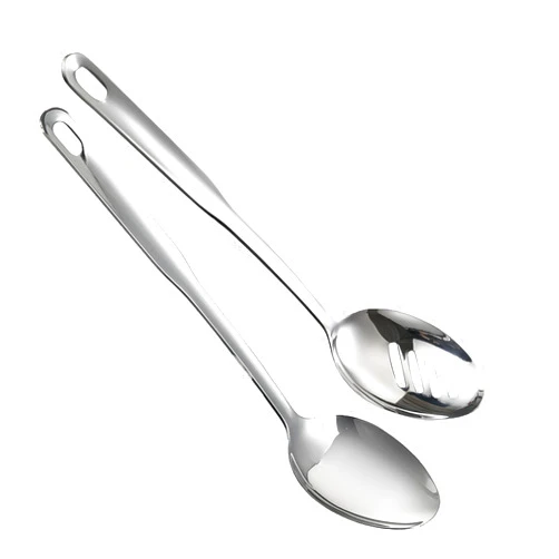 IMEEA 12.8-Inch Cooking Spoon set SUS304 Stainless Steel Big Spoons for Serving Food Large Serving Spoons Basting spoon Slotted Spoon