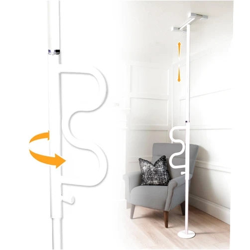 Stander Wonder Pole HD, Heavy Duty Security Pole and Curve Grab Bar, Tension Mounted Floor to Ceiling Transfer Pole for Seniors & Elderly Adults, Bariatric Bath Safety Assist Rail, Supports 400 lbs