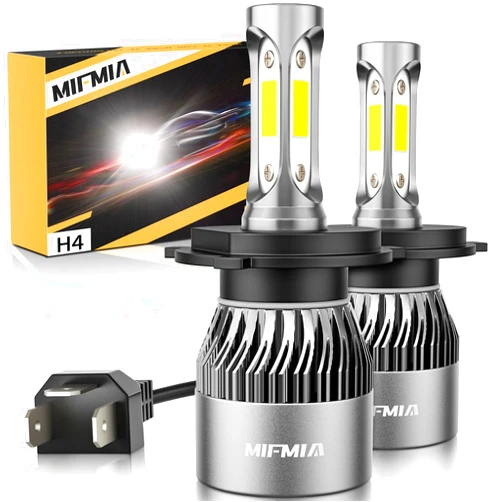 MIFMIA H4 LED Bulb, 34000LM 800% Brighter, 9003 LED Bulb 6500K Cool White Plug and Play IP68 Waterproof HB2 Bulb, Pack of 2, Interior Lights License Plate Lights