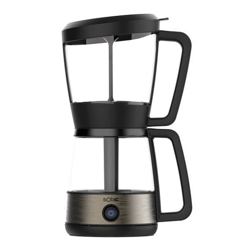 Solac SIPHON BREWER 3-in-1 Vacuum Coffee Maker, Tea Brewer & Water Boiler, Brushed Stainless Steel and Black, 30 oz