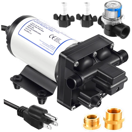 Dreyoo Water Pressure Booster Pump 110V Self Priming 5.5 Gpm 70 Psi Water Pump with Power Plug, Pipe Fittings Brass Connector Strainer Filter for Kitchen Bathroom RV Marine Yacht, Garden Hose (Black)