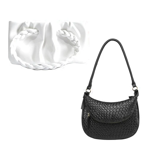Ling Chuang White Purses for Women Tote Handbag and Woven Indentation Crossbody Bag