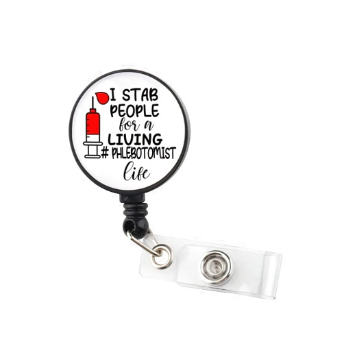 Gzrlyf i Stab People for a Living Badge Reel Phlebotomy Badges Reeles Phlebotomist Gift Id Badge Reel for Phlebotomy Student (Phlebotomist Life BR)