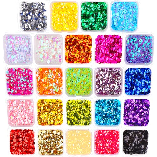 DIYASY 5MM Bulk Loose Sequins, 24 Colors 28800 Pcs Round Embroidery Sequins Cup Craft Sequin with Holes for Craft Sewing DIY Nails Decorations