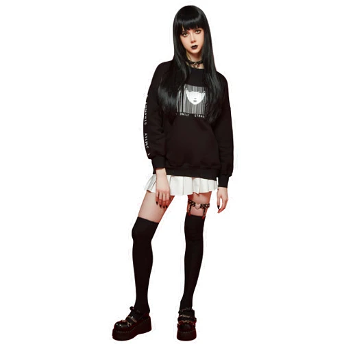 Emily the Strange Long Sleeve Sweater printed sweatshirt Halloween Hoodie