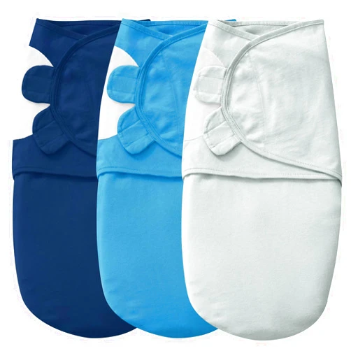 david's kids 100% Cotton 3 Pack Baby Swaddle Wrap for 0-3 Months, Soft Swaddle Blanket for Newborn Infant, Adjustable Baby Wrap Sleep Sacks for Boys Girls, Newborn Essentials, Grey & Blue & Indigo