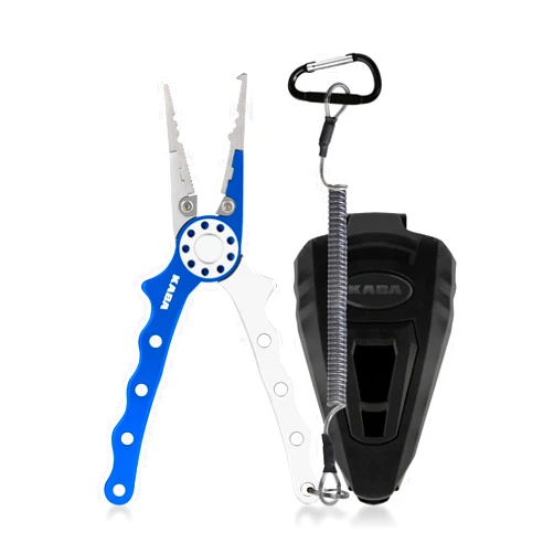 kaba Aluminum Fishing Pliers, Corrosion Resistance Braid Line Cutters, Light Weight Split Ring Pliers, Fish Hook Remover Fishing Gear with Sheath and Lanyard, Fishing Gifts for Men