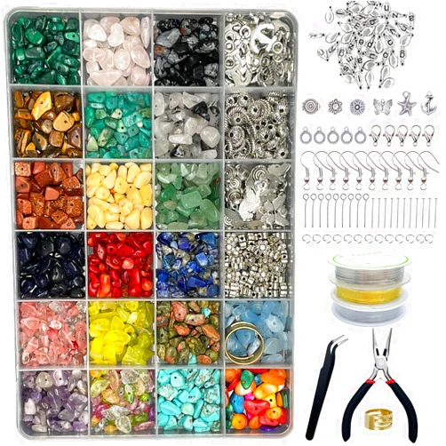 Xmada Jewelry Making Supplies Kit - 1587 PCS Beads, Crystal Beads, Jewelry Pliers, Beading Wire, Earring Hooks, Rings, Bracelets for Girls and Adults