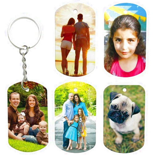 Amagogo good goods 2 Side Metal Custom Personalized Aluminum Dog Tag Front & Backside Colorful Print Logo Photo Picture Key Chains with 24inch Chain
