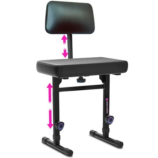 Liquid Stands Piano Bench Adjustable Stool – Music Keyboard Bench with Backrest Seat for Piano Keyboard Stand with Black Padded Cushion for Musicians Piano Stool Chair