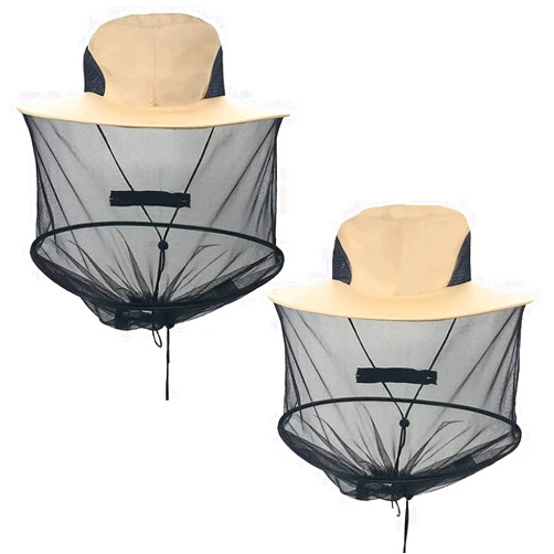 BeesNise 2 Pack Mosquito Net Hat with Zipper Foldable Fly Protection Netting Suitable for Outdoor Sports and Gardening Works