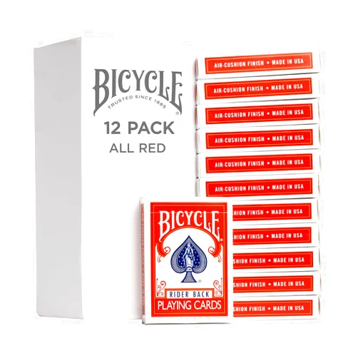 Bicycle Playing Cards, All Red, Poker Size, 12 Pack