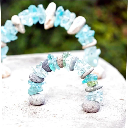 Garden Age Supply Mini Stone and Glass Rock Cairn Arch Sculpture - Decorative Home Accent - Zen Decor - Natural Art
